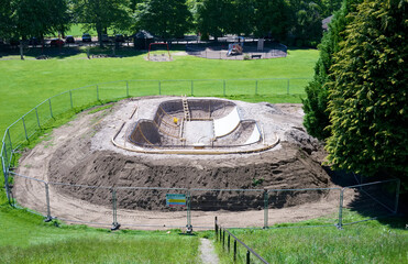 Skatepark being constructed in Banchory viewed from above