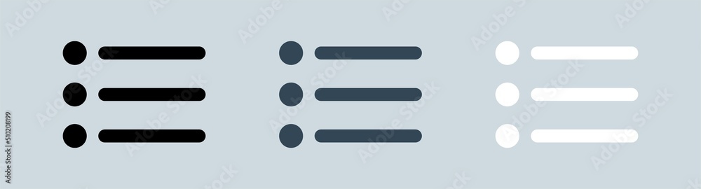 Poster menu list or website menu icon in black, grey and white colors. basic app ui page symbol.