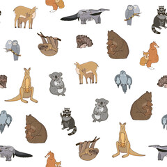 Animals with babies vector seamless pattern