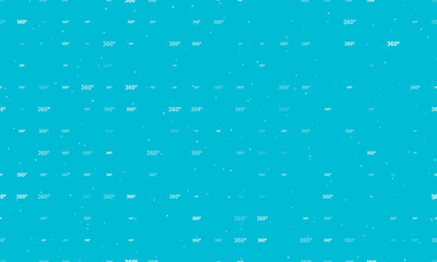 Fototapeta premium Seamless background pattern of evenly spaced white 360 degree symbols of different sizes and opacity. Vector illustration on cyan background with stars