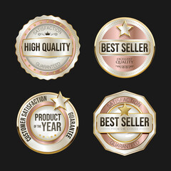 Collection of silver and gold badges and labels vector illustration