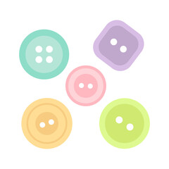 sewing colored buttons isolated on white, flat style