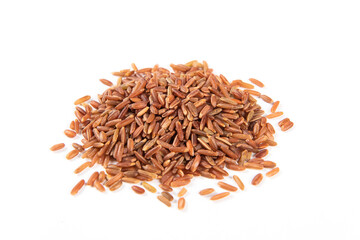 Pile of red rice isolated on white background