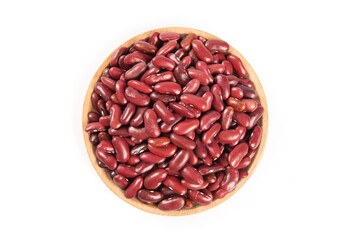 raw red kidney beans in plate isolated on white background