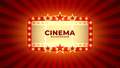retro style cinema background with stars and film reel