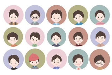 User avatar set. young boy avatar profile icons. Characters collection, Vector illustration