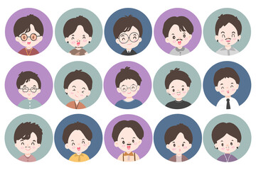 User avatar set. man avatar profile icons. Characters collection, Vector illustration