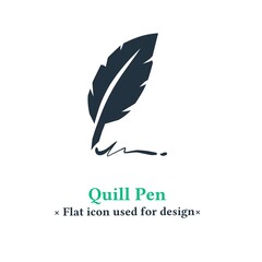 Vector quill pen in trendy flat style isolated on white background.  Feather pen symbol sign for web and mobile applications.