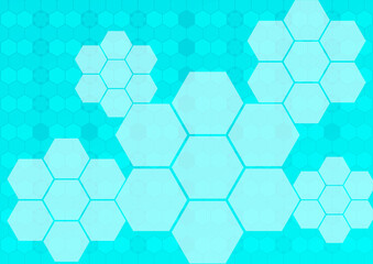 Obraz na płótnie Canvas ハチの巣模様　青色の六角形背景テクスチャ