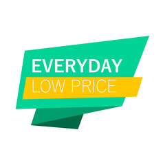 Sticker EVERYDAY LOW PRICE, promo text