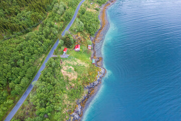 Fototapeta na wymiar Aerial view of Lofoten islands in north Norway
