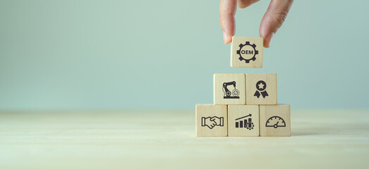 OEM-Original Equipment Manufacturer concept. Business model development that makes subsystems or...
