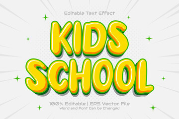 Editable text effect Kids School 3D Flat cartoon style
