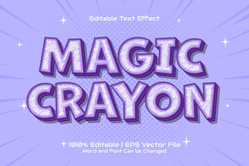 Editable text effect Magic Crayon 3D Flat cartoon style