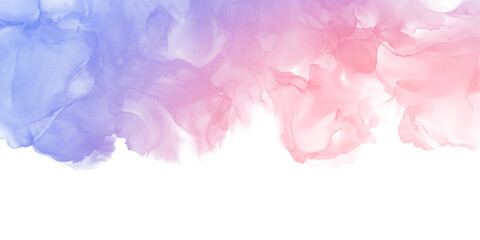 Abstract art pink purple blue pastel gradient paint background with liquid fluid watercolor alcohol...