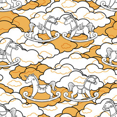 Cute and Adorable Rocking Horse Seamless Pattern Design

