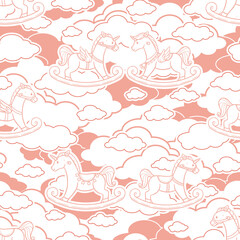 Cute and Adorable Rocking Horse Seamless Pattern Design
