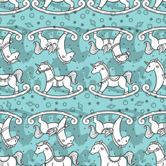 Cute and Adorable Rocking Horse Seamless Pattern Design
