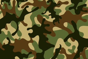 camouflage soldier pattern design background.clothing style army green and brown camo repeat print. vector illustration - obrazy, fototapety, plakaty