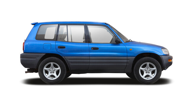 Toyota RAV SUV car side view isolated on white background,	