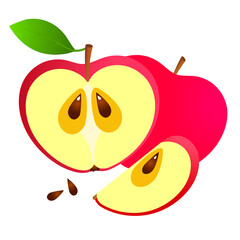 vector illustration of pink apple isolated on white