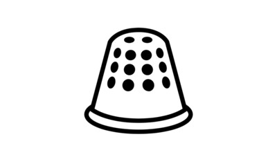 thimble vector icon minimalist design out line style  with white background