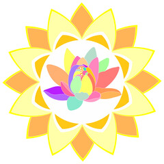 vector illustration of colorful lotus flower and mandala
