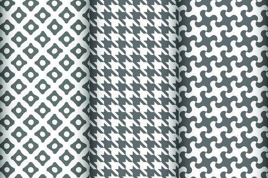 Seamless geometric pattern print set. Abstract background pattern design. Vector illustration.