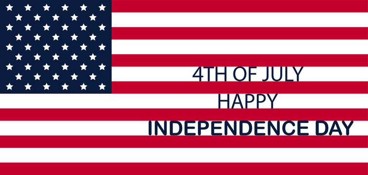 Forth of July. Happy American independece Day text background. Vector illustration for social media, web, banner.