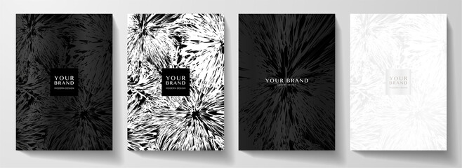 Premium cover design set. Abstract background with line pattern. Vector in black, white colours for business background, brochure template, planner, flyer a4, music poster