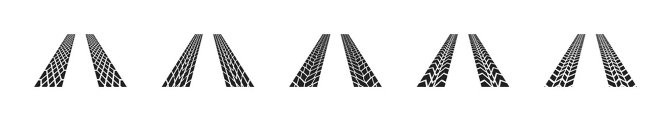 Tire track wheel print stratching to the horizon. Vector EPS 10