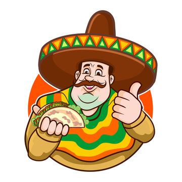 Mexican cowboy enjoying delicious tacos