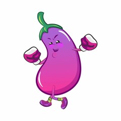 vector mascot character from eggplant cartoon boxing