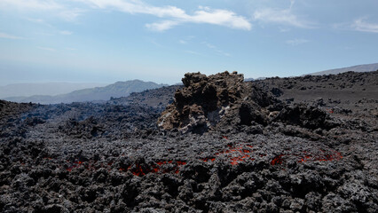 Colata di lava in dettaglio - Etna,Sicilia © Etna ·REC Attivo