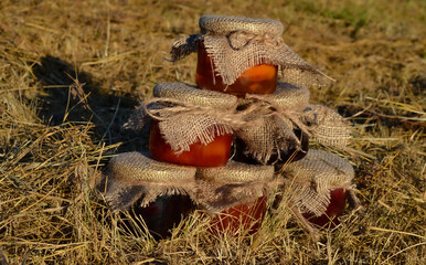 Jars with different flavors of jam