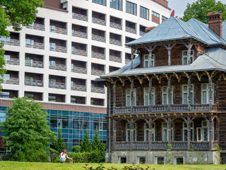 Michael Bilas Art Museum and Mirotel Resort and Spa in the center of Truskavets balneological resort.