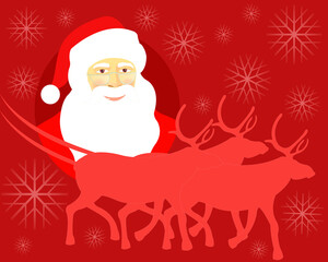 vector illustration of christmas card with santa claus