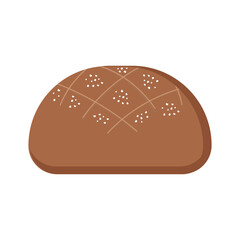 Black dark bread in form of loaf on white background