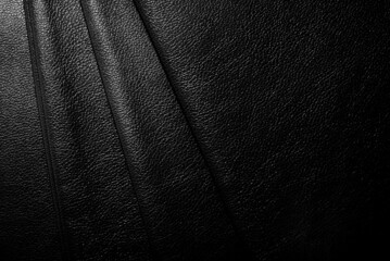 Black leather texture. Abstract background of dark leather with small roughness and scuffs