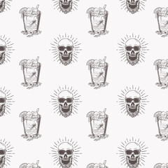 summer chill pattern with skull and beverage
