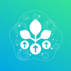 increase plant growth icon with arrows