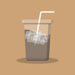 Vector illustration of Ice Black Coffee. Suitable for menu, poster, banner, social media post, content design, or video editing needs. Starbucks Coffee.