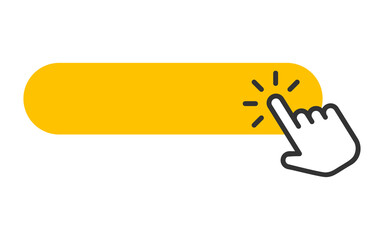 Click here icon in flat style. Pointer clicking vector illustration on isolated background. Web button sign business concept.