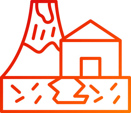orange volcano erupting near house clip art preview