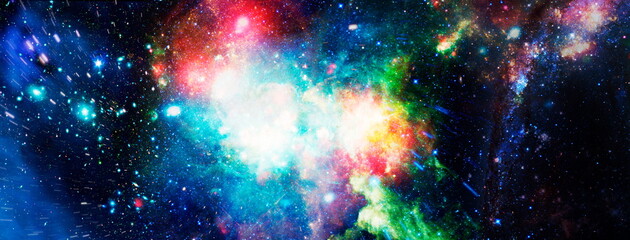 Incredibly beautiful galaxy in outer space. Nebula night starry sky in rainbow colors. Multicolor...
