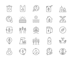 Set icon of environmental. Environment icons in simple design. Vector illustration..