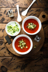 Traditional homemade cold gazpacho soup