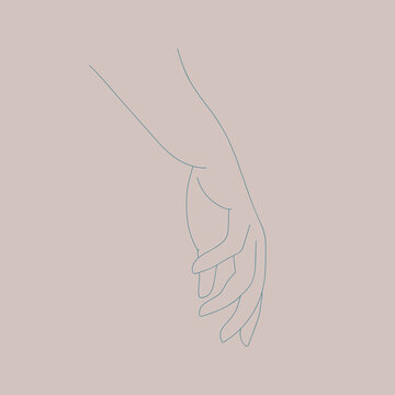 recommend clip art: Graceful gestures by female hands, dangling hand, vector line art, element for design, logo.