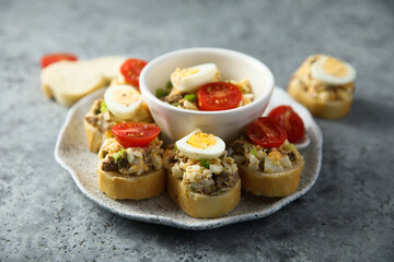 Tuna rillettes with egg and olives