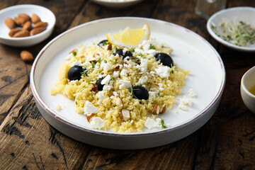 Couscous with feta cheese and olives